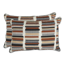 Solar Stripe Ebony Over-sized Rectangular Throw Pillow (Set of 2)