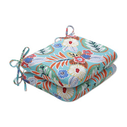 Marlow Aqua Blue Rounded Corners Seat Cushion (Set Of 2)