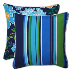 Spring Bling Blue\Sea Island Stripe Blue 16.5-Inch Throw Pillow (Set of 2)