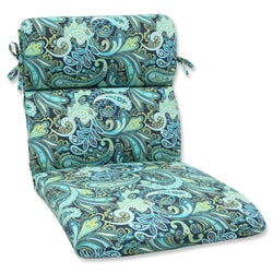 Pretty Paisley Navy Rounded Corners Chair Cushion