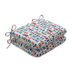 Color Tabs Primaries Blue Rounded Corners Seat Cushion (Set Of 2)