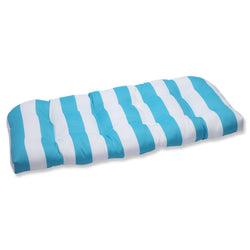 Cabana Stripe Turquoise Wicker Loveseat Cushion