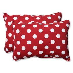 Polka Dot Red Oversized Rectangle Throw Pillow (Set Of 2)