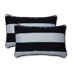 Cabana Stripe Black Rectangular Throw Pillow (Set Of 2)