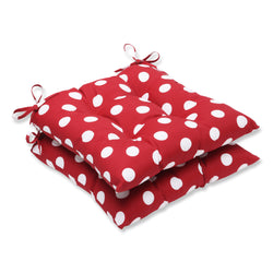 Polka Dot Red Tufted Seat Cushions