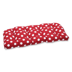 Polka Dot Red Wicker Loveseat Cushion