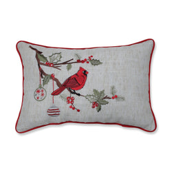 Indoor Embroidered Christmas Cardinal Rectangular Throw Pillow