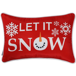 Outdoor/Indoor Christmas Let It Snow Red Rectangular Throw Pillow