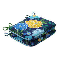 Spring Bling Blue\Sea Island Stripe Blue Blue Rounded Corners Seat Cushion (Set Of 2)