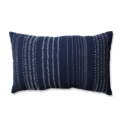 Tribal Stitches Navy-White Rectangular Throw Pillow