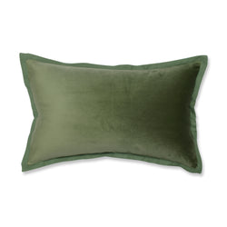 Indoor Velvet Flange Green Rectangular Throw Pillow