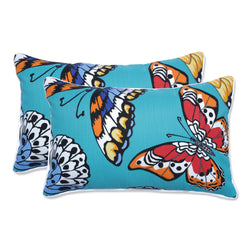 Butterfly Garden Turquoise Rectangle Throw Pillow (Set Of 2)