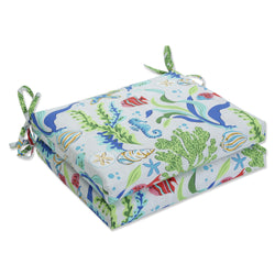 Coral Bay Blue Squared Corners Seat Cushion (Set of 2)