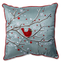 Indoor Christmas Cardinal on Snowy Branch 16.5-inch Throw Pillow