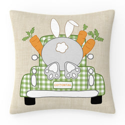 Outdoor/Indoor Easter Cotton Tail Natural 18-inch Throw Pillow