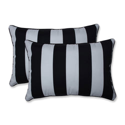 Cabana Stripe Black Over-Sized Rectangular Throw Pillow (Set Of 2)